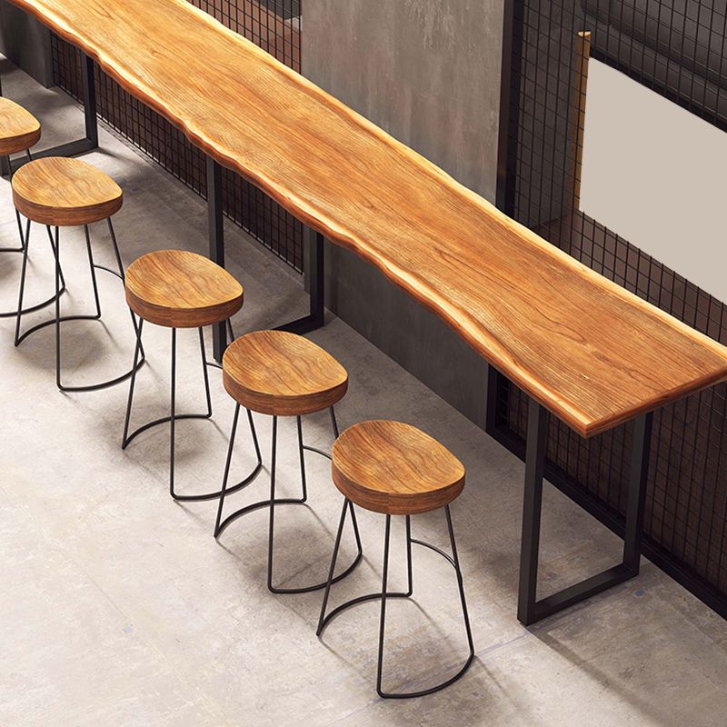Industrial Rectangle Bar Table Solid Wood Bistro Bar Desk with Sled Base Clearhalo 'Bar Furniture' 'Bar Tables' 'bar_tables' 'furn' 'furn_bar_tables' 'Furniture' 'Kitchen & Dining Furniture' 1200x1200_7ed09a56-8a78-41d6-98ee-8b667eff221c