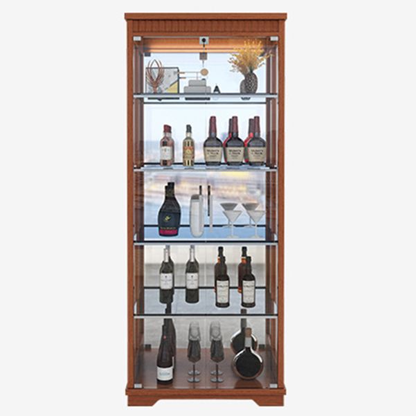 Portes en verre en bois massif du buffet moderne Armoires de verrouillage salon avec lumières LED