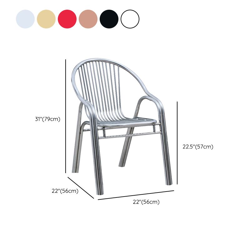 Sedia da pranzo in metallo da sala da pranzo contemporaneo con braccio