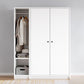 White Wardrobe Armoire with Shelves Engineered Wood Wardrobe Cabinet
