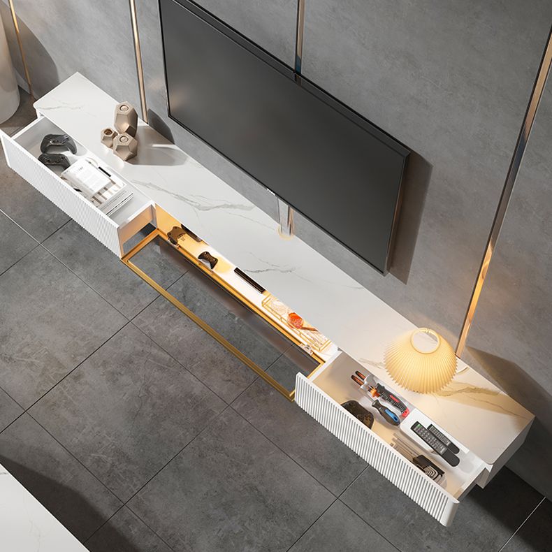 Hedendaagse tv -standaardconsole met laden drijvende tv -media -standaard