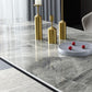 Glossy Gray Stone Dining Table Set 1/4/5/7 Pieces Modern Dinette Set for Kitchen