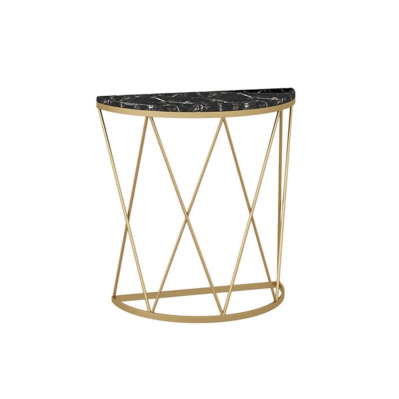 Glam Iron Sofa Table Scratch Resistant Frame Half Moon Stain Resistant Console Table Clearhalo 'Console Tables' 'console_tables' 'Entry & Mudroom Furniture' 'furn' 'furn_console_tables' 'Furniture' 1200x1200_7ed543d4-f8b8-4548-836f-6b2d1fe72feb