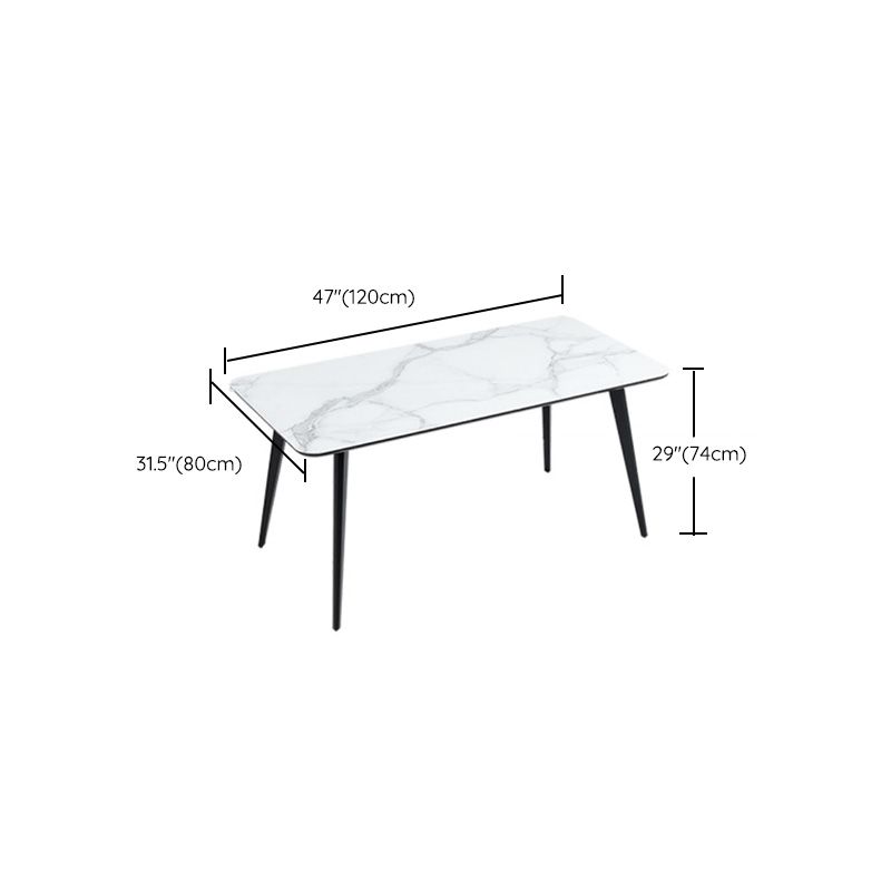 Polished Finish Dinette Table with Metal Legs Stone Top Indoor Dining Table Clearhalo 'Dining Tables & Seating' 'Dining Tables' 'dining_table' 'furn' 'furn_dining_table' 'Furniture' 'Kitchen & Dining Furniture' 1200x1200_7ed586e4-497f-4553-a839-cc80769a6ec3