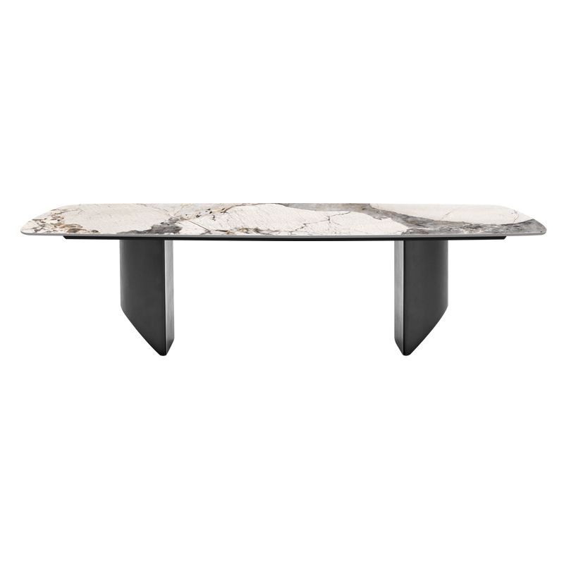 Rectangle Contemporary Dining Room Table White Sintered Stone Table with Black Metal Base Clearhalo ' dining_table' 'Dining Tables & Seating' 'Dining Tables' 'furn' 'furn_dining_table' 'Furniture' 'furniture_dining_table' 'Kitchen & Dining Furniture' 'kitchen&dining_furn' 'kitchen' 'kitchen_dining_table' 1200x1200_7ed84f5f-972a-42c6-97b5-4630dd61cf54