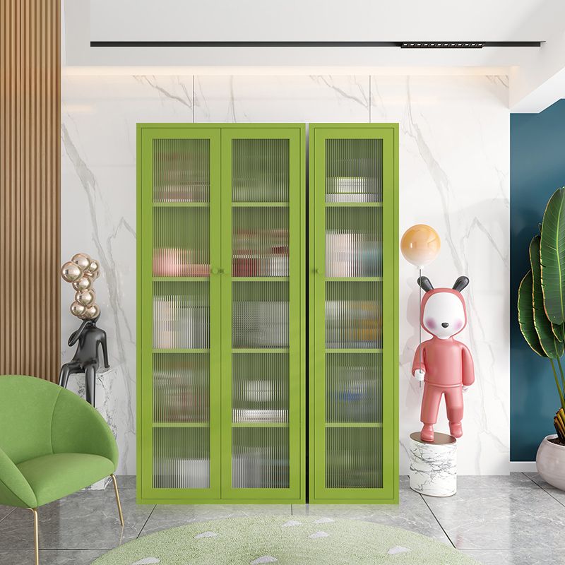 Modern Style Standard Bookshelf Metal Closed Back Bookcase with Door for Home Office