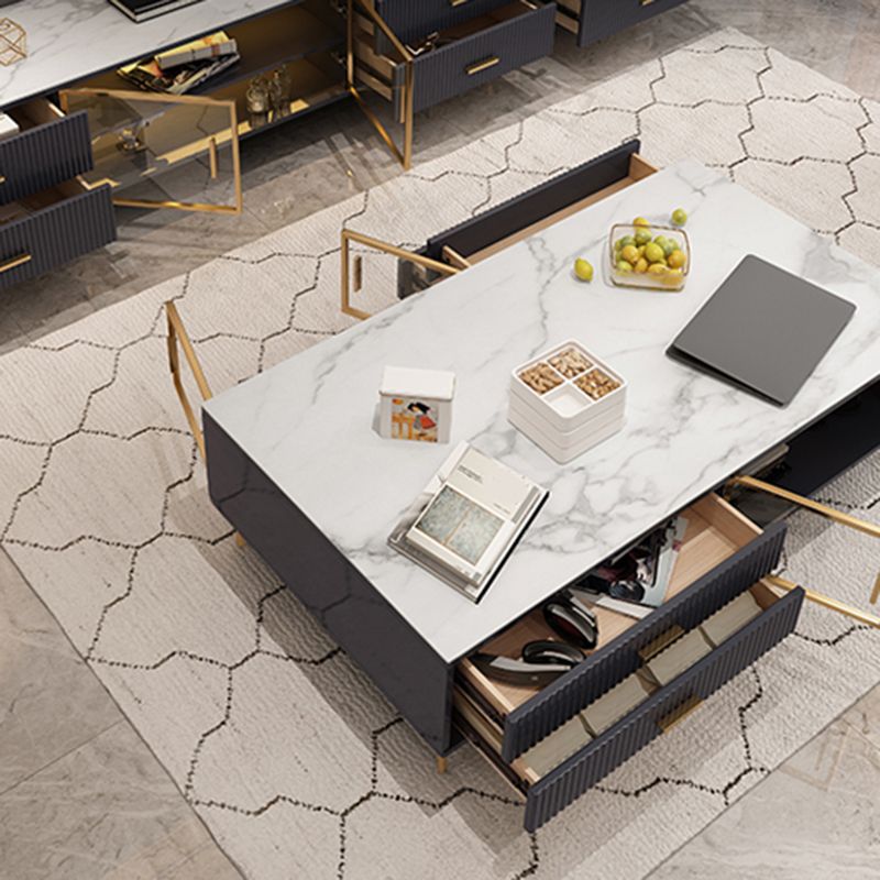 Stone TV Stand Console Enclosed Storage TV Media Console with 4 Drawers Clearhalo 'furn' 'furn_tv_stands_entertainment_centers' 'Furniture' 'Living Room Furniture' 'TV Stands & Entertainment Centers' 'TV Stands & Media Storage Furniture' 'tv_stands_entertainment_centers' 1200x1200_7eda71c2-ea75-4c3a-be80-17eef0f0d78a