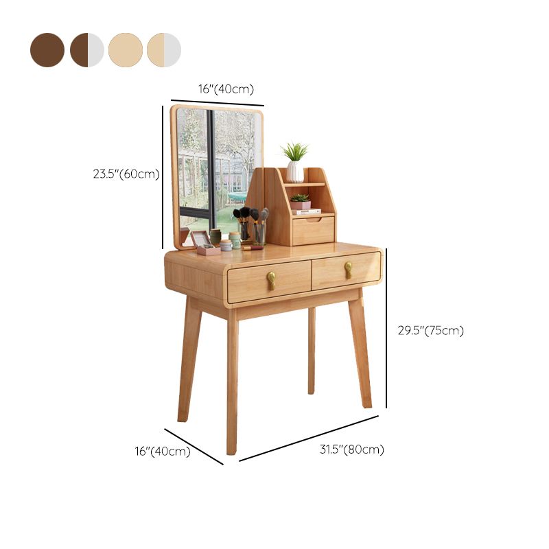 Scandinavian Make-up Vanity with 3 Storage Drawers 15.74" Wide Solid Wood Dresser Clearhalo 'Bedroom Furniture' 'furn' 'furn_makeup_vanities' 'Furniture' 'Makeup Vanities' 'makeup_vanities' 1200x1200_7edaa3e4-75d9-40c1-a67a-4bf58c76044c