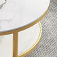 17"H Contemporary Coffee Table Round Stone Cocktail Table with Storage