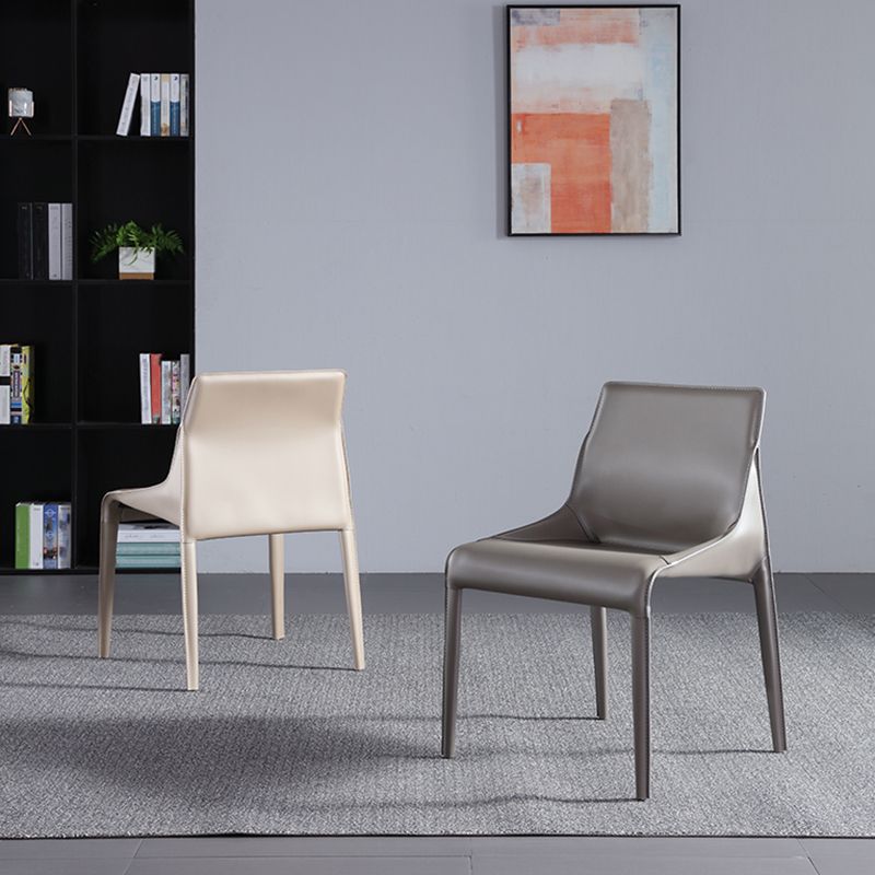 Designer Style Matte Finish Leather Side Chair Home Solid Back Dining Chair Clearhalo 'Dining Chairs' 'Dining Tables & Seating' 'dining_chair' 'furn' 'furn_dining_chair' 'Furniture' 'Kitchen & Dining Furniture' 1200x1200_7edad083-d672-4dec-b180-5d9a1ac0936c