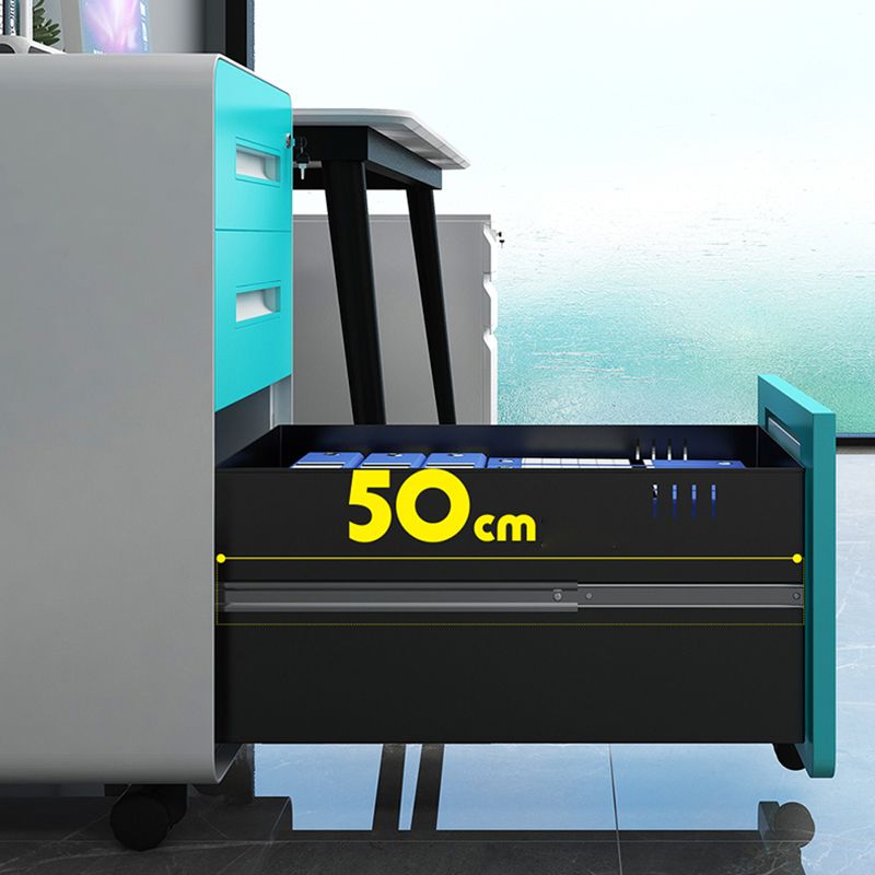 Gabinete moderno de metal 3 cajones de bloqueo y gabinete de archivadores para la oficina en casa