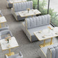 Industrial White Table for Restaurant Dining Table with Metal Base in Gold Clearhalo ' dining_table' 'Dining Tables & Seating' 'Dining Tables' 'furn' 'furn_dining_table' 'Furniture' 'furniture_dining_table' 'Kitchen & Dining Furniture' 'kitchen&dining_furn' 'kitchen' 'kitchen_dining_table' 1200x1200_7edd15cd-01b9-4e1a-9a68-fe5376ff8143