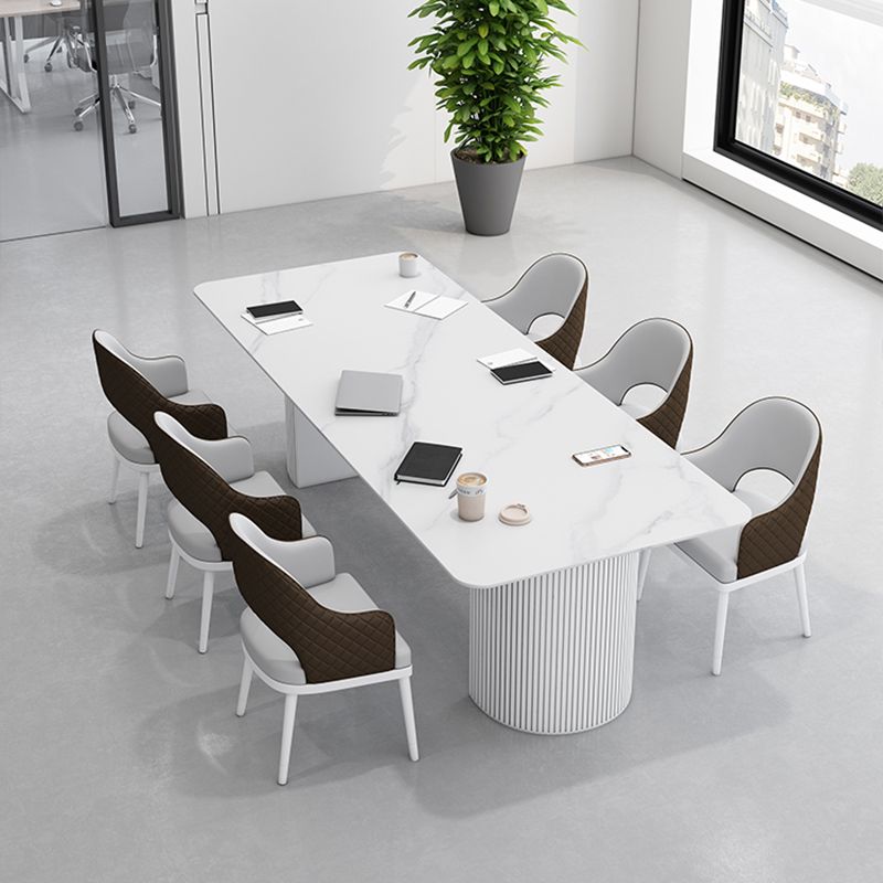 Table de bureau moderne de forme rectangulaire Bureau d'écriture en pierre en blanc / noir