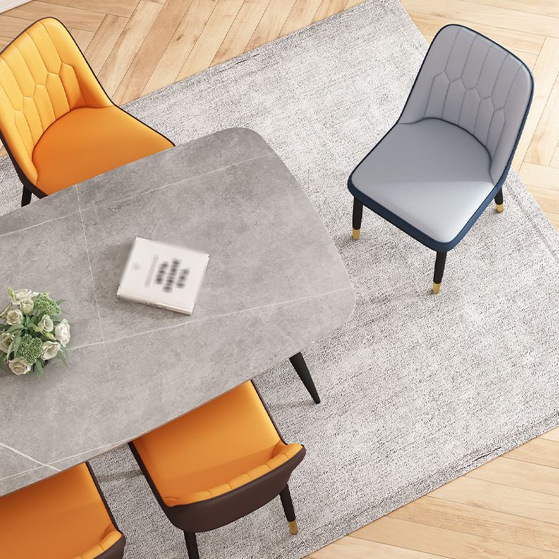 Scandinavian Style Metal Dining Chair Dining Room Solid Back Armless Chair Clearhalo ' kitchen&dining_furn' 'Dining Chairs' 'Dining Tables & Seating' 'dining_chair' 'furn' 'furn_dining_chair' 'Furniture' 'furniture_dining_chair' 'Kitchen & Dining Furniture' 'kitchen' 1200x1200_7ee13a90-688e-4192-a1af-5e4d7e9f125d