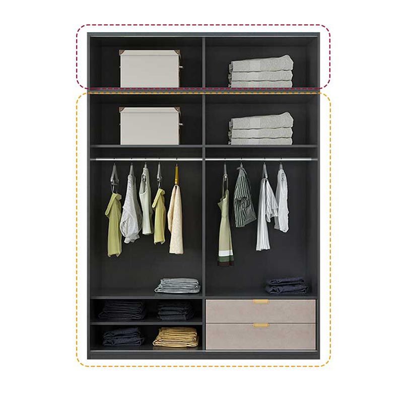 Black Wardrobe for Home Modern Style Cabinet with Glass Doors Clearhalo 'Armoires & Wardrobes' 'armoires_wardrobes' 'Bedroom Furniture' 'furn' 'furn_armoires_wardrobes' 'Furniture' 1200x1200_7ee30a8d-7513-4e9e-8922-53097e65c5e8