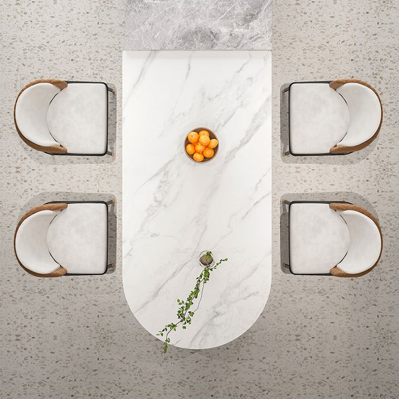 Contemporary Sintered Stone Dining Table Heteromorphic Shape Table with Double Pedestal Clearhalo ' dining_table' 'Dining Tables & Seating' 'Dining Tables' 'furn' 'furn_dining_table' 'Furniture' 'furniture_dining_table' 'Kitchen & Dining Furniture' 'kitchen&dining_furn' 'kitchen' 'kitchen_dining_table' 1200x1200_7ee5ec1c-170f-4a33-9150-996aa59854fa