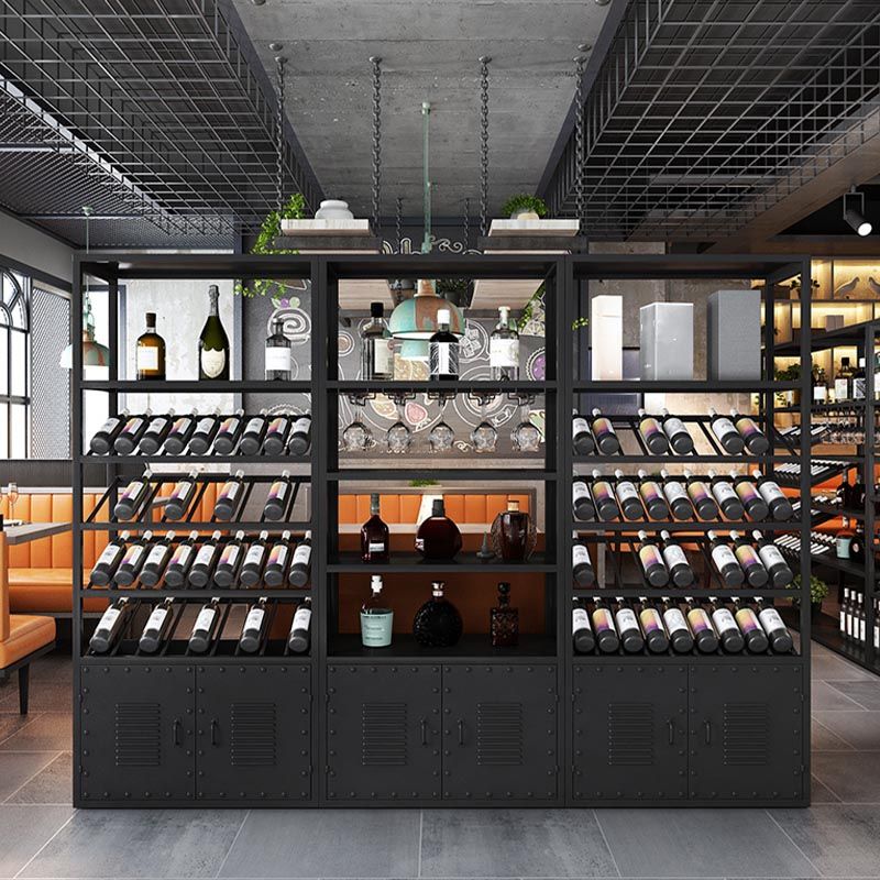 Metal Floor Wine Bottle & Glass Rack Modern Wine Holder Rack with Shelf