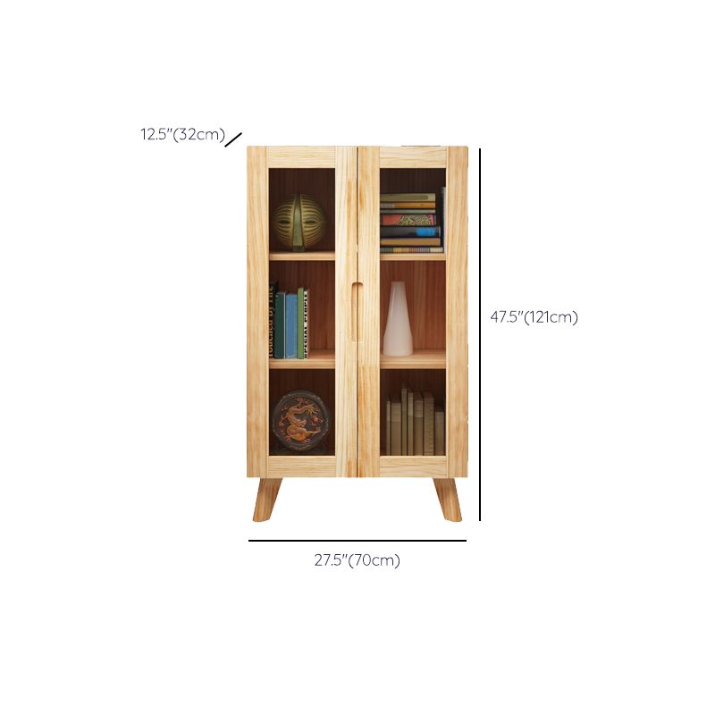 Pine Wood Glass Paned Accent Cabinet 47.6" Tall Natural Storage Chest Clearhalo 'Cabinets & Chests' 'cabinets_chests' 'furn' 'furn_cabinets_chests' 'Furniture' 'Living Room Furniture' 1200x1200_7ee76b9a-dd7e-44a3-8b03-d50ce9f6bdfe