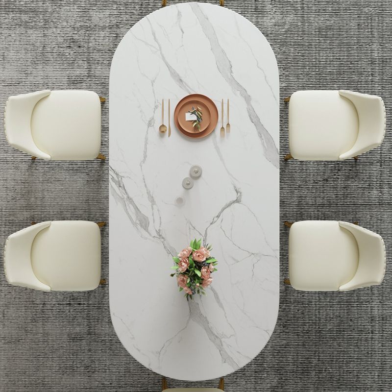 Oval Sintered Stone Dining Table Traditional Luxury Dining Table Clearhalo 'Dining Tables & Seating' 'Dining Tables' 'dining_table' 'furn' 'furn_dining_table' 'Furniture' 'Kitchen & Dining Furniture' 1200x1200_7eeabde3-441e-46e5-92ed-cb5d631a5123