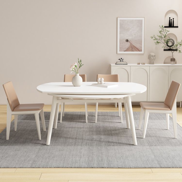 White Drop-Leaf Dining Table Round Sintered Stone Dinner Table for Dining Room Clearhalo 'Dining Tables & Seating' 'Dining Tables' 'dining_table' 'furn' 'furn_dining_table' 'Furniture' 'Kitchen & Dining Furniture' 1200x1200_7eeb1100-b6b3-4d4b-a006-413e0468b0bf