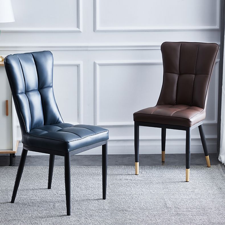 Upholstered Armless Dining Chairs Solid Back Side Chairs with Metal Legs Clearhalo ' kitchen&dining_furn' 'Dining Chairs' 'Dining Tables & Seating' 'dining_chair' 'furn' 'furn_dining_chair' 'Furniture' 'furniture_dining_chair' 'Kitchen & Dining Furniture' 'kitchen' 1200x1200_7eeb1219-29e8-46af-af01-018543b7a90c