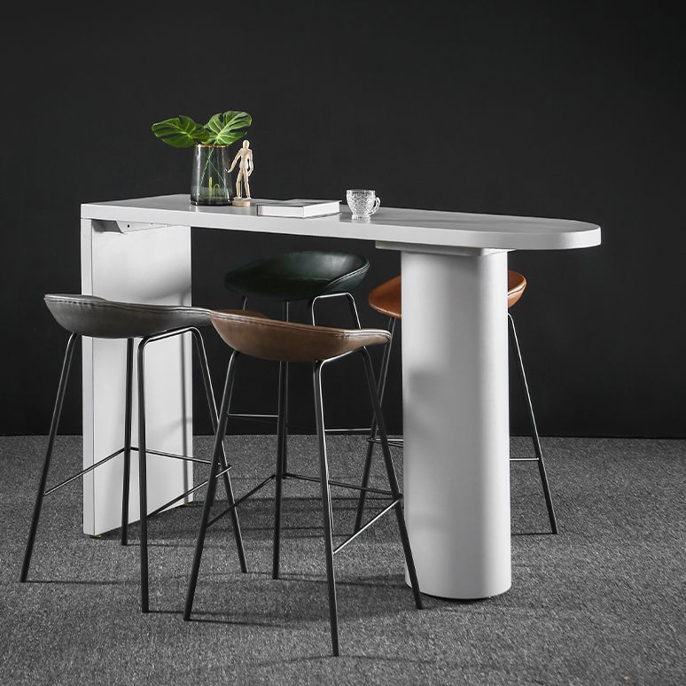 Industrial White Pub Bar Table Wood Double Pedestal Bar Dining Table Fixed Table Clearhalo 'Bar Furniture' 'Bar Tables' 'bar_tables' 'furn' 'furn_bar_tables' 'Furniture' 'furniture_bar_tables' 'Kitchen & Dining Furniture' 1200x1200_7eeb8cce-4838-43ce-80b7-d70666c12568