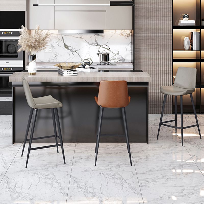 Faux Leather Upholstered Stools Low Back Bar Stools with Metal Base Clearhalo 'Bar Furniture' 'Bar Stools' 'bar_stools' 'furn' 'furn_bar_stools' 'Furniture' 'Kitchen & Dining Furniture' 1200x1200_7eec88ae-e5b0-404d-a12c-769bb7003c87