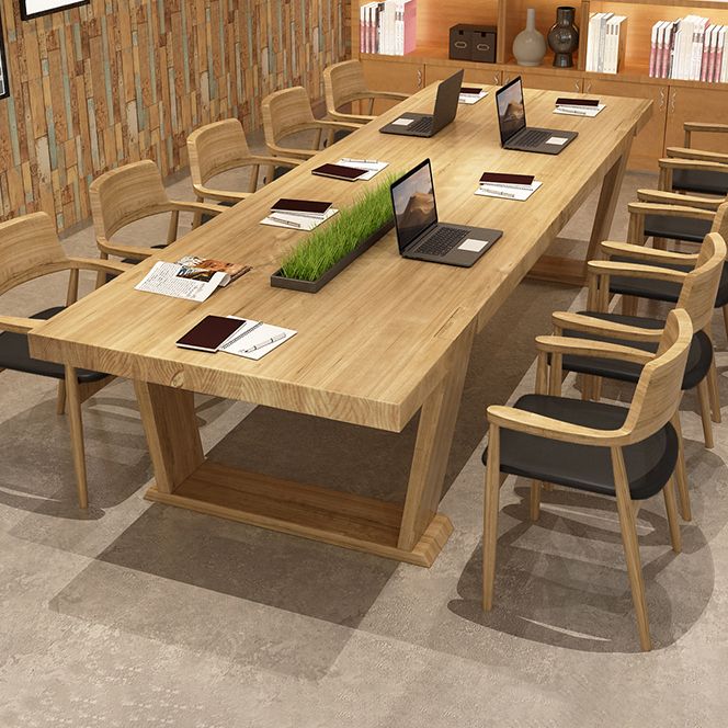 Mesa de reuniones de rectángulo de madera sólida de la oficina en casa escritura de escritura moderna