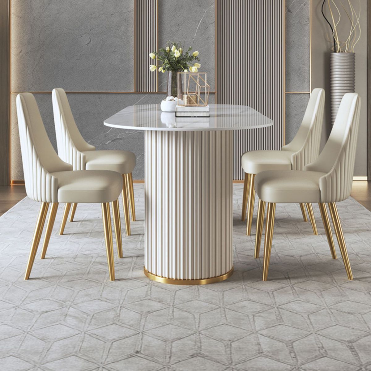 Glam Sintered Stone White Dining Table Oval Standard Dining Table for Kitchen Clearhalo ' dining_table' 'Dining Tables & Seating' 'Dining Tables' 'furn' 'furn_dining_table' 'Furniture' 'furniture_dining_table' 'Kitchen & Dining Furniture' 'kitchen&dining_furn' 'kitchen' 'kitchen_dining_table' 1200x1200_7eedf79d-e578-4a47-8394-604bc3dbd607