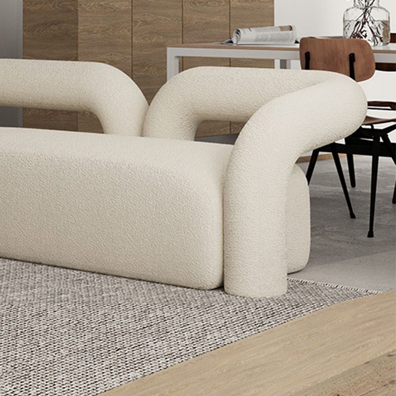 27.56" High Wool Sofa Modern Simple Tuxedo Arm Sofa in White