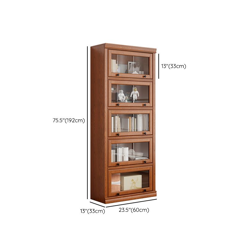 Bibliothèque contemporaine en bois standard à l'arrière fermé avec des armoires