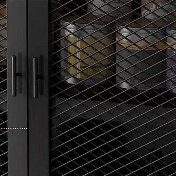 工業スタイル39.4 "背の高いチェスト2-黒のドア鉄のアクセントキャビネット