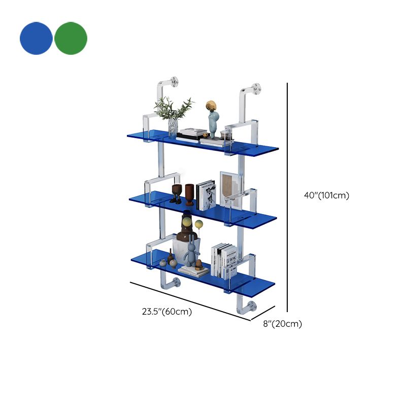 Closed Back Wall Mounted Bookshelf Modern Style Acrylic Bookcase