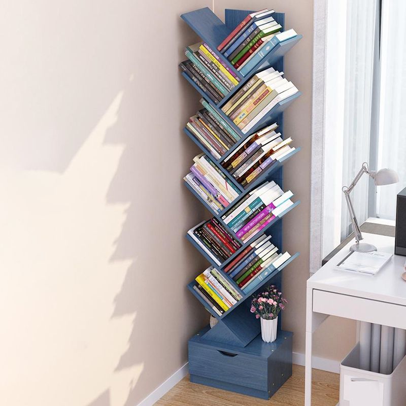 Contemporary Style Bookshelf Engineer Wood Closed Back Bookcase for Home