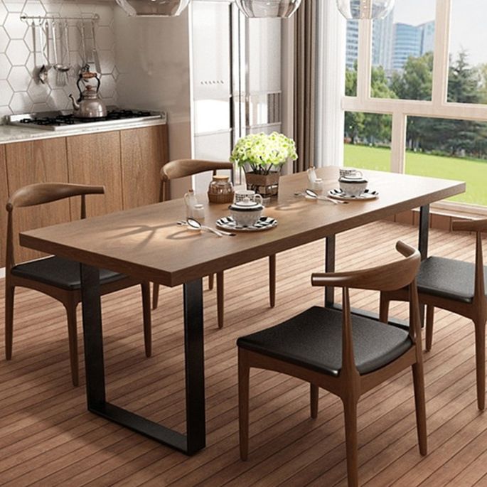 Contemporary Wood Dining Table Rectangle Dining Table with Sled Base Clearhalo ' dining_table' 'Dining Tables & Seating' 'Dining Tables' 'furn' 'furn_dining_table' 'Furniture' 'furniture_dining_table' 'Kitchen & Dining Furniture' 'kitchen&dining_furn' 'kitchen' 'kitchen_dining_table' 1200x1200_7ef3410c-ad56-4e48-95c0-03e2ac14768f