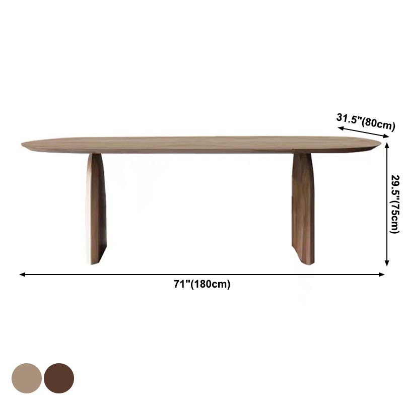 Oval Double Pedestal Minimalist Dining Table Wood Color Fixed Table with Pine Solid Wood Clearhalo ' dining_table' 'Dining Tables & Seating' 'Dining Tables' 'furn' 'furn_dining_table' 'Furniture' 'furniture_dining_table' 'Kitchen & Dining Furniture' 'kitchen&dining_furn' 'kitchen' 'kitchen_dining_table' 1200x1200_7ef3e77c-fa05-44f6-af26-e78cf67254a8