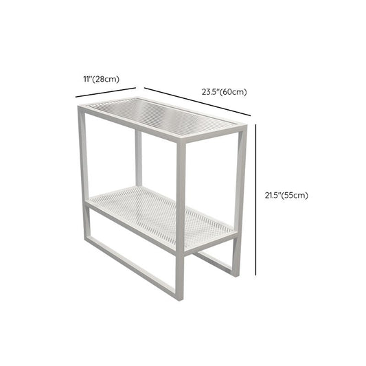 Modern Glass Sled End Table Minimalist  Rectangular Corner Table