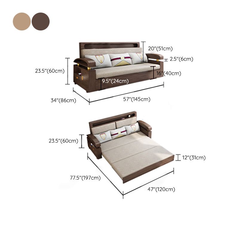 Glam Convertible Sofas Solid Wood Foldable Sleeper Sofa with Storage Clearhalo 'furn' 'furn_futons' 'Furniture' 'Futons & Daybeds' 'Futons' 'Living Room Furniture' 1200x1200_7ef5da57-a60b-4f7e-80fb-d09ac99c0b01