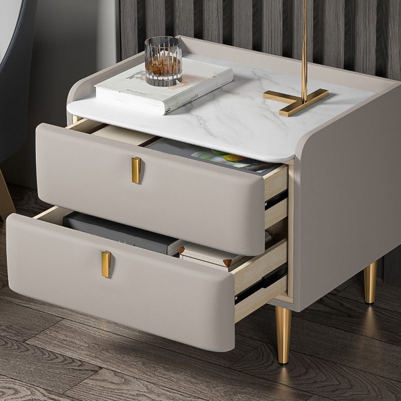 2 cajones Mesa nocturna Mesa de acento moderno .19 "de alto