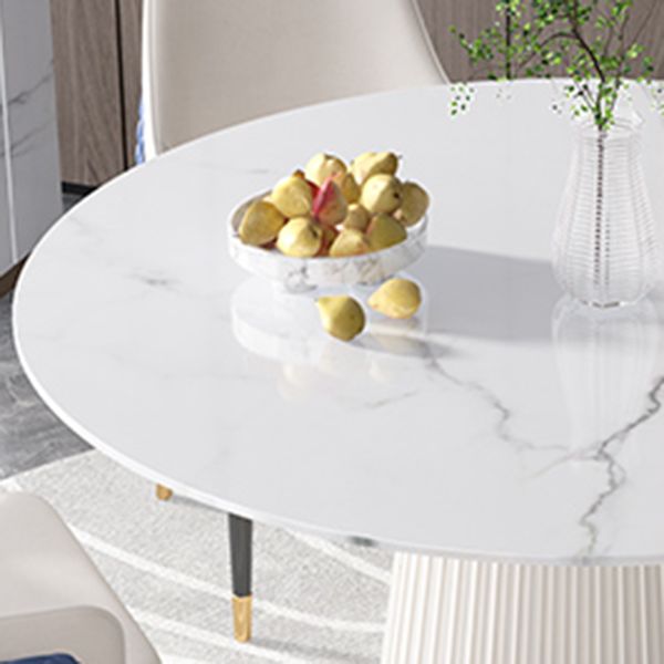 Sintered Stone White Table for Restaurant Luxury Round Dining Table with Pedestal Base Clearhalo 'Dining Tables & Seating' 'Dining Tables' 'dining_table' 'furn' 'furn_dining_table' 'Furniture' 'furniture_dining_table' 'Kitchen & Dining Furniture' 'kitchen' 'kitchen_dining_table' 1200x1200_7efae436-479b-41e9-8341-5e29f4647518