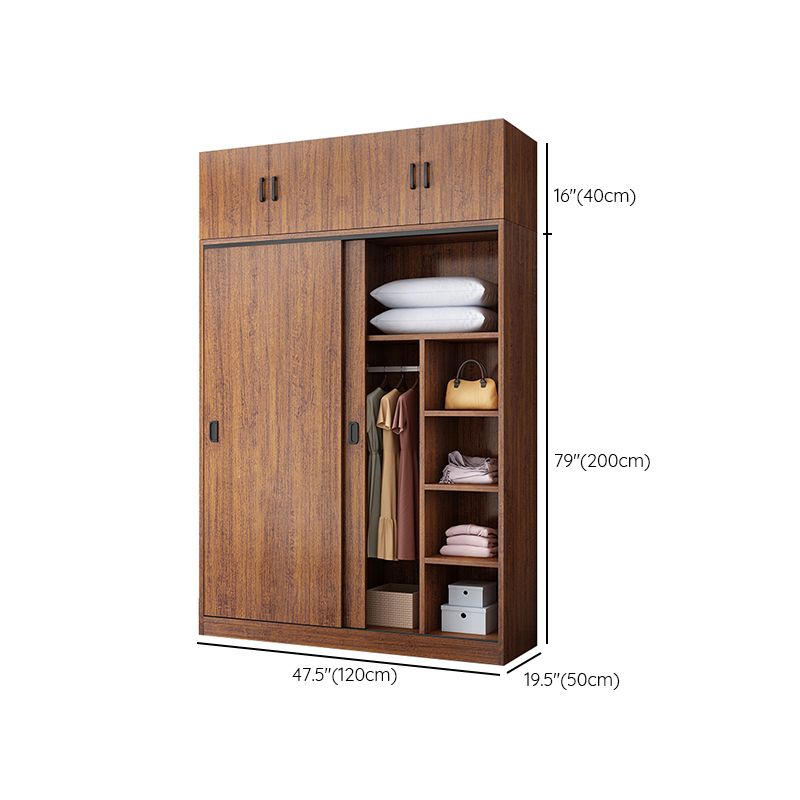 Solid Wood Frame Wardrobe Freestanding Wardrobe with Sliding Doors