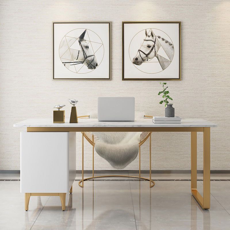 Rectangular Marble Office Desk Glam Solid Wood Writing Desk for Home Clearhalo 'furn' 'furn_office_desk' 'Furniture' 'Office Desks' 'Office Furniture' 'office_desk' 1200x1200_7efed887-bf37-44e0-becf-7fd44b5dbdb1
