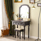 Ensemble de vanité brun cend avec miroir 17,71 "tables de vanité en bois de large avec 2 tiroirs