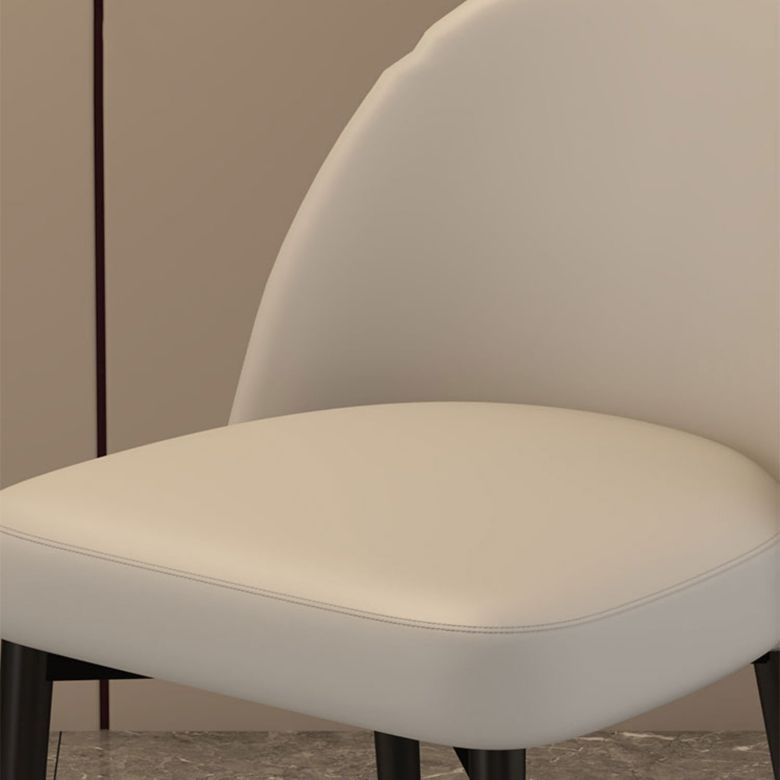 Nordic Kitchen Dining Chairs Faux Leather Parsons Armless Chair