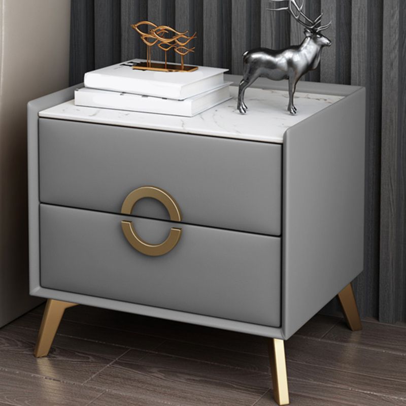 Classic Glam Accent Table Nightstand Stone Nightstand with 2 Drawers Clearhalo 'Bedroom Furniture' 'furn' 'furn_night_stand' 'Furniture' 'night_stand' 'Nightstands' 1200x1200_7f030c60-496d-42cc-9bc4-db20ac6097ad