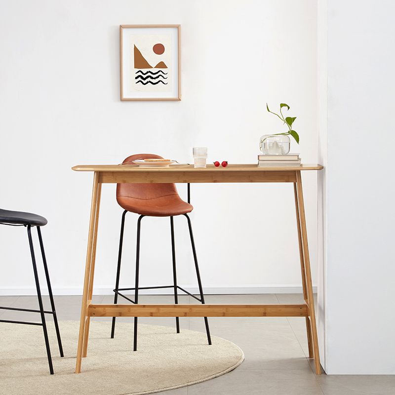 Modern Bamboo Rectangle Pub Table with Trestle for Living Room Clearhalo 'Bar Furniture' 'Bar Tables' 'bar_tables' 'furn' 'furn_bar_tables' 'Furniture' 'Kitchen & Dining Furniture' 1200x1200_7f04e1af-c9d3-4896-9793-ef111d7e2909