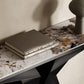 Rectangle Shape Contemporary Console Table Gold/Black Stone Sofa Table for Hall
