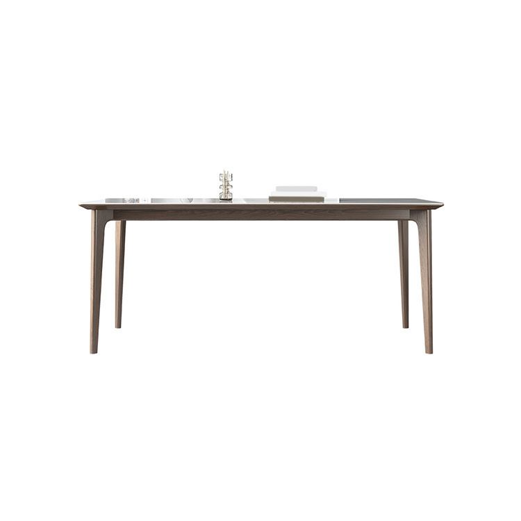 White Stone Top Dining Table Mid-Century Modern Dining Table with 4 Wood Legs