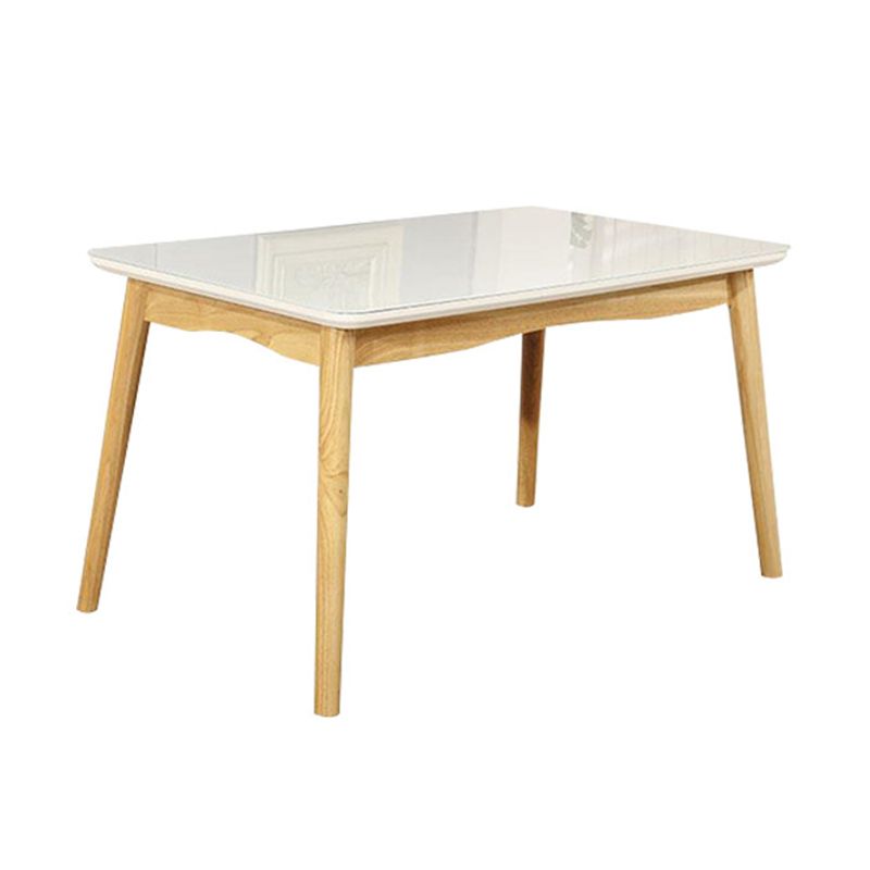 Tavolo da pranzo con vetro bianco rettangolo bianco contemporaneo con gambe