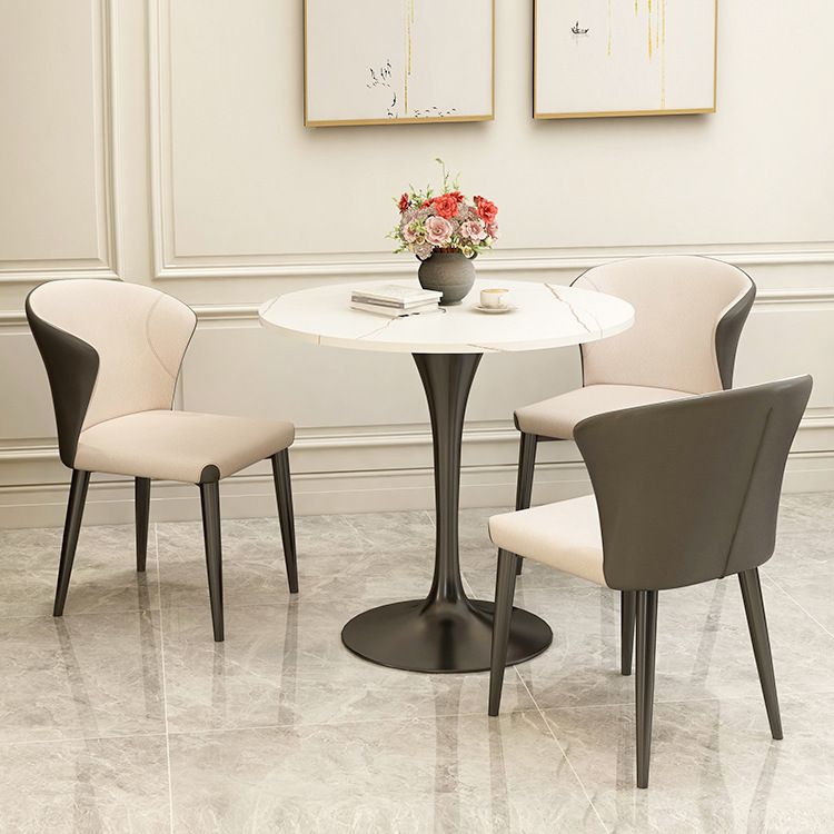 Modern Round Dining Table for Kitchen Dinette Table with Metal Tulip Clearhalo 'Dining Tables & Seating' 'Dining Tables' 'dining_table' 'furn' 'furn_dining_table' 'Furniture' 'Kitchen & Dining Furniture' 1200x1200_7f0ca1e9-cd32-43fc-be78-e824c63507a4
